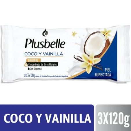 PLUSBELLE Jabon Coco y Vainilla 120gr x 3un.