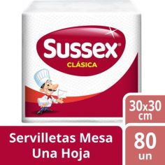 SUSSEX Servilleta Hoja Simple BLANCA 80un.