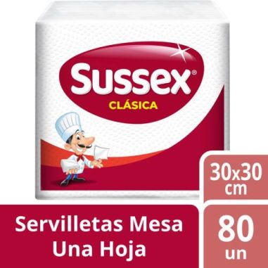 SUSSEX Servilleta Hoja Simple BLANCA 80un.
