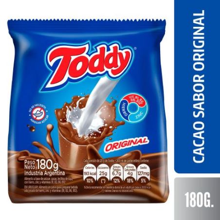 TODDY CACAO SABOR ORIGINAL X 180 GR