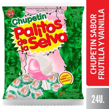 PALITOS SELVA CHUP. FRUTILLA Y VAIN. 24X18GR