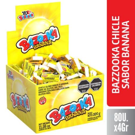 BAZZOOKA CHICLE SABOR BANANA 80 X 4 GR