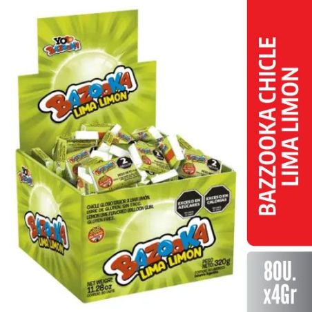 BAZZOOKA CHICLE SABOR LIMA LIMON 80 X 4 GR