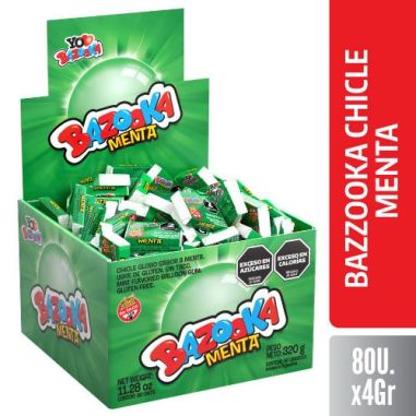 BAZZOOKA CHICLE SABOR MENTA 80 X 4 GR