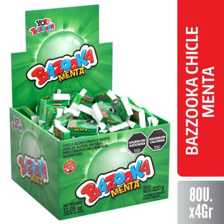 BAZZOOKA CHICLE SABOR MENTA 80 X 4 GR