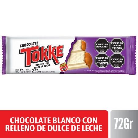 TOKKE CHOCOLATE BLANCO CON RELLENO DE DULCE DE LECHE X 72 GR