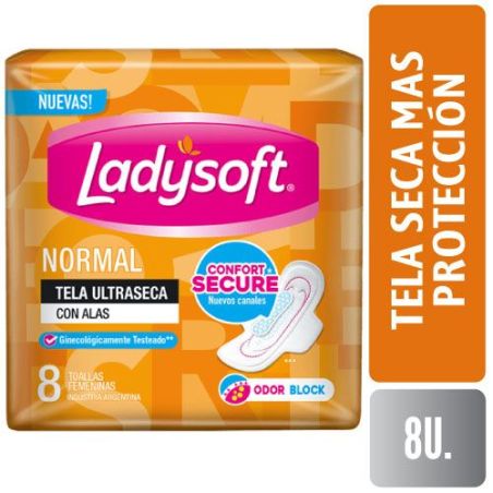 LADYSOFT TOALLITA FEMENINA TELA SECA MAS PROTECCIÓN X 8 UNI