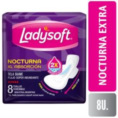 LADYSOFT TOALLITA FEMENINA NOCTURNA EXTRA ALGODÓN 8 X UNI