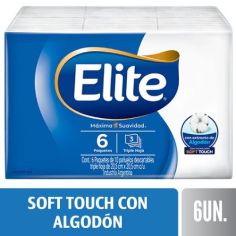ELITE PAÑUELOS SOFT TOUCH CON ALGODÓN X 6 UNI