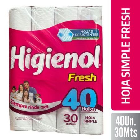 HIGIENOL Papel Hoja Simple FRESH 30Mts. x40un.