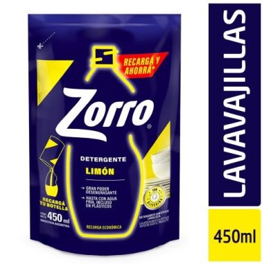 ZORRO ULTRA DETERGENTE D/P LIMON 450ML