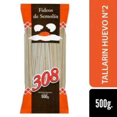 308 Fideo Huevo Tallarin N°2 500gr