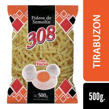 308 Fideo Huevo Tirabuzon 500gr