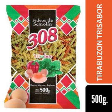 308 Fideo Tirabuzon Trisabor 500gr