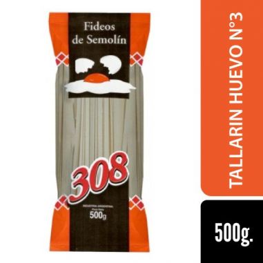 308 Fideo Huevo Tallarin N°3 500gr