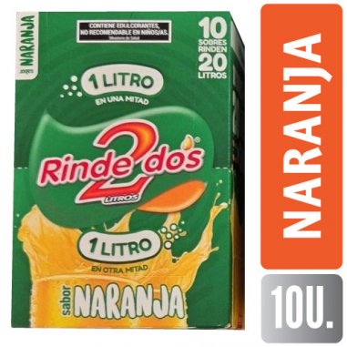 RINDE 2 JUGO 1+1  Naranja 13gr X 10un