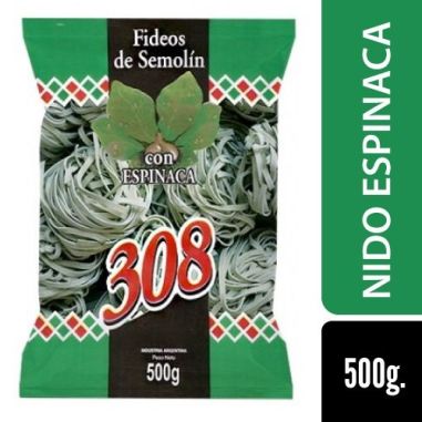 308 FIDEO HUEVO NIDO ESPINACA 500GR