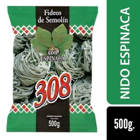 308 FIDEO HUEVO NIDO ESPINACA 500GR