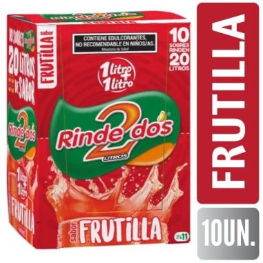 RINDE 2 JUGO 1+1  Frutilla 13GR X 10UN