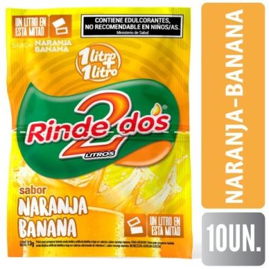 RINDE 2 JUGO 1+1  Naranja Banana 13GR X 10UN
